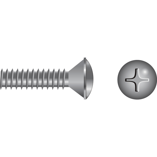 Seachoice 1/4"-20 x 1-3/4 in Phillips Oval Machine Screw, Plain Steel 399